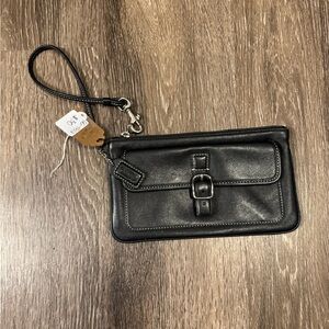 Coach Black Leather Wristlet Clutch